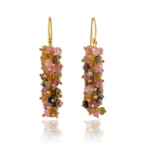 Handmade Silver Gold Plated Tourmaline Grape Cluster Earring