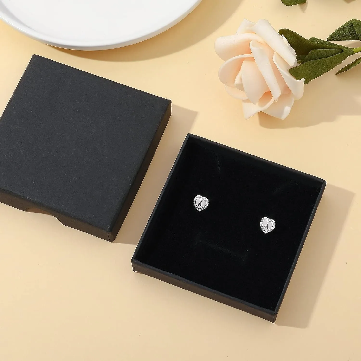 Heart Earrings for Girls Kids, 925 Sterling Silver Post Hypoallergenic Girls Earrings CZ Letter Earrings for Teen Girls Initial Earrings for Little Girls Kids Toddler Christmas Gifts