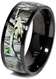 His and Hers Camo Wedding Ring Sets - Black Camo Ring Set - Wedding Rings - Camo Engagement Ring - Cubic Zirconia Wedding Sets - Cz Engagement Rings - Camo Wedding Bands Set
