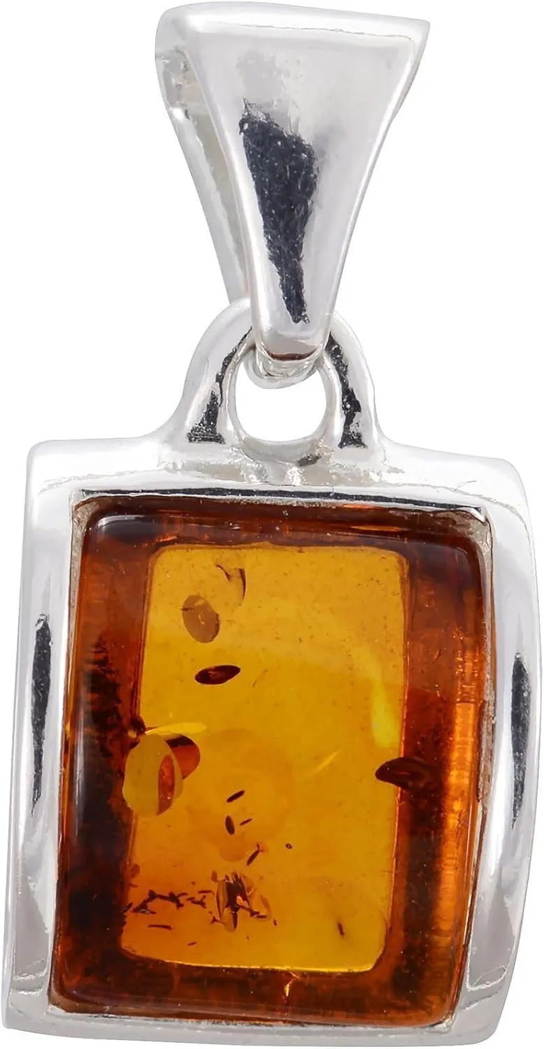 HolidayGiftShops Amber Jewelry for Women - Sterling Silver and Baltic Amber Pendant Lottie, Includes 925 Sterling Silver Chain - Sterling Silver Jewelry Collection, made in Poland