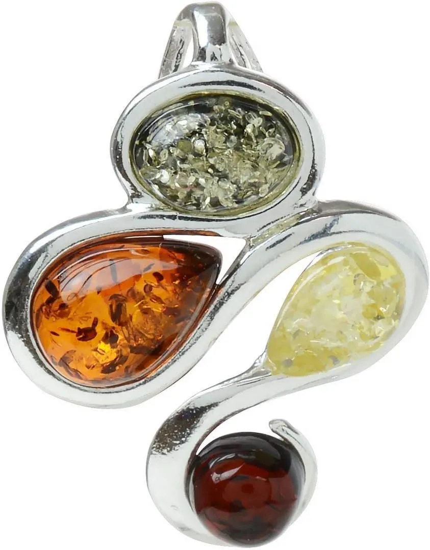 HolidayGiftShops Amber Jewelry for Women - Sterling Silver Baltic Amber Pendant Necklace Elaine, Includes Italian 18 inches 925 Sterling Silver Chain - made in Poland