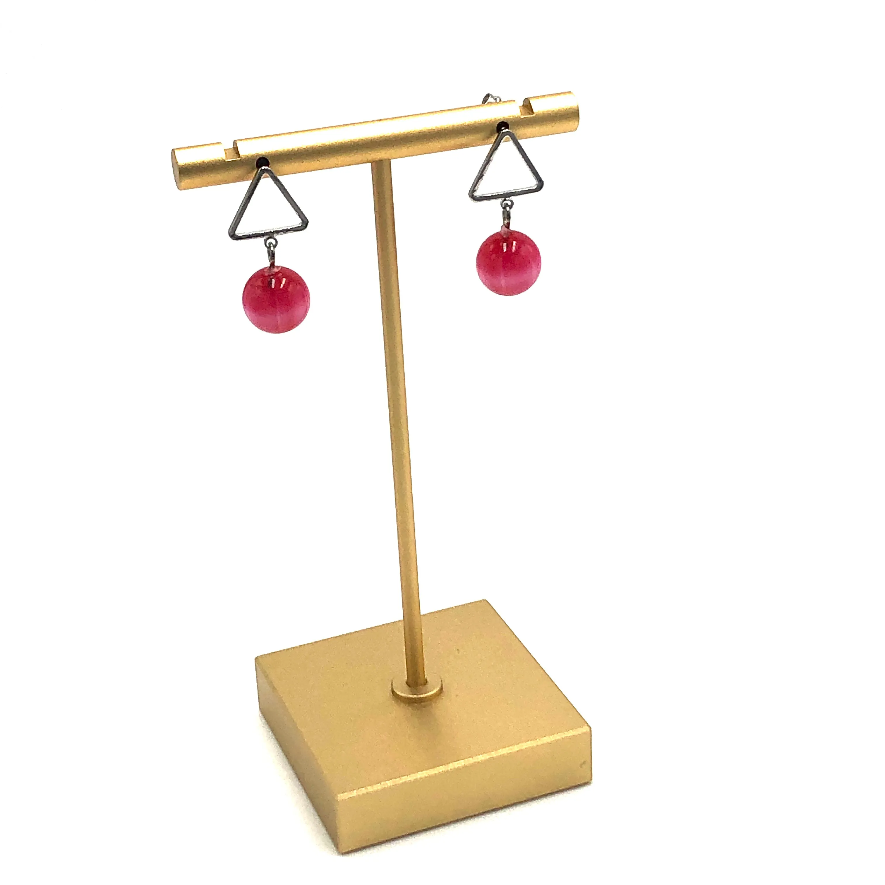 Hot Pink Moonglow Mod Tree Earrings - Silver