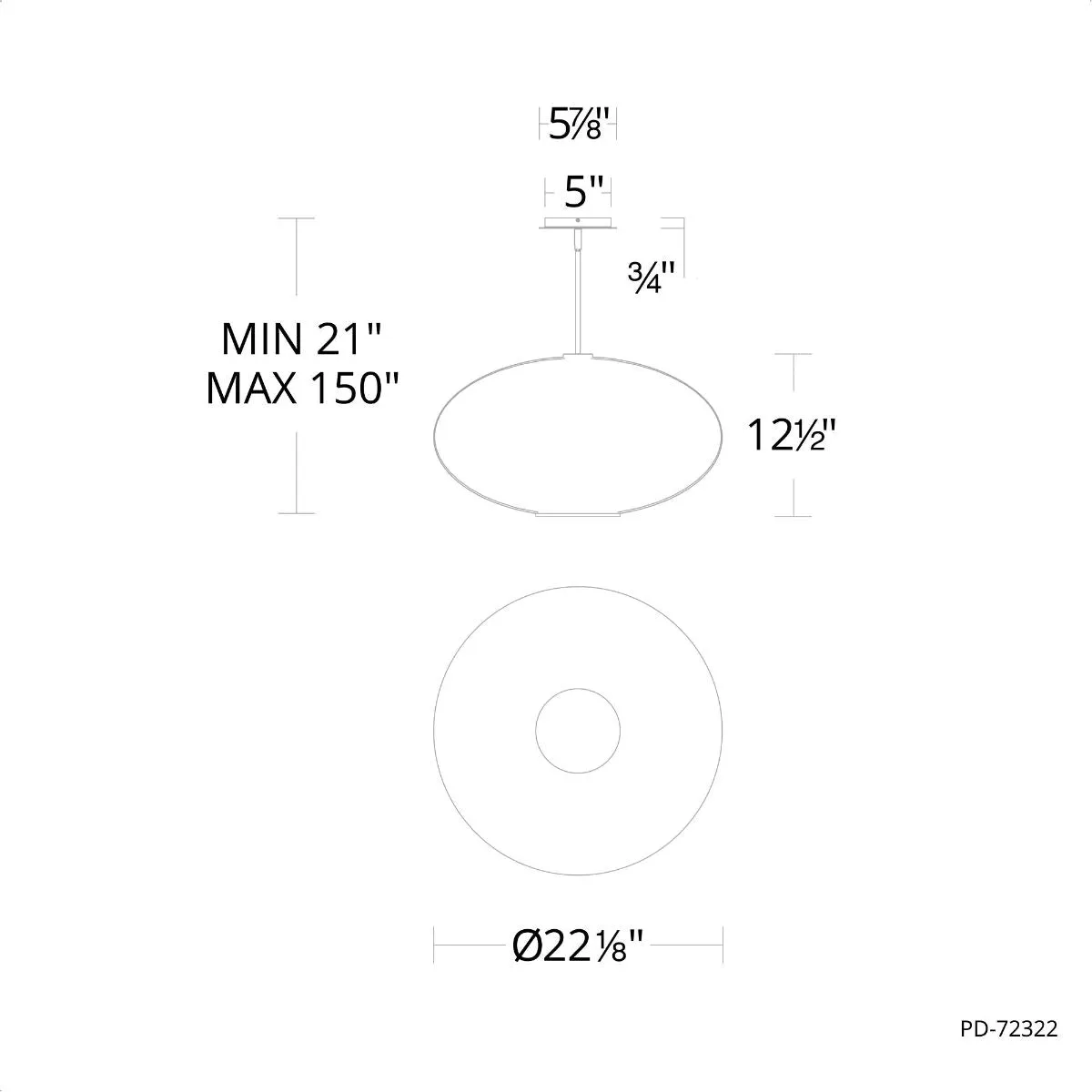 Illusion 22 in. LED Pendant Light 3000K Brass finish