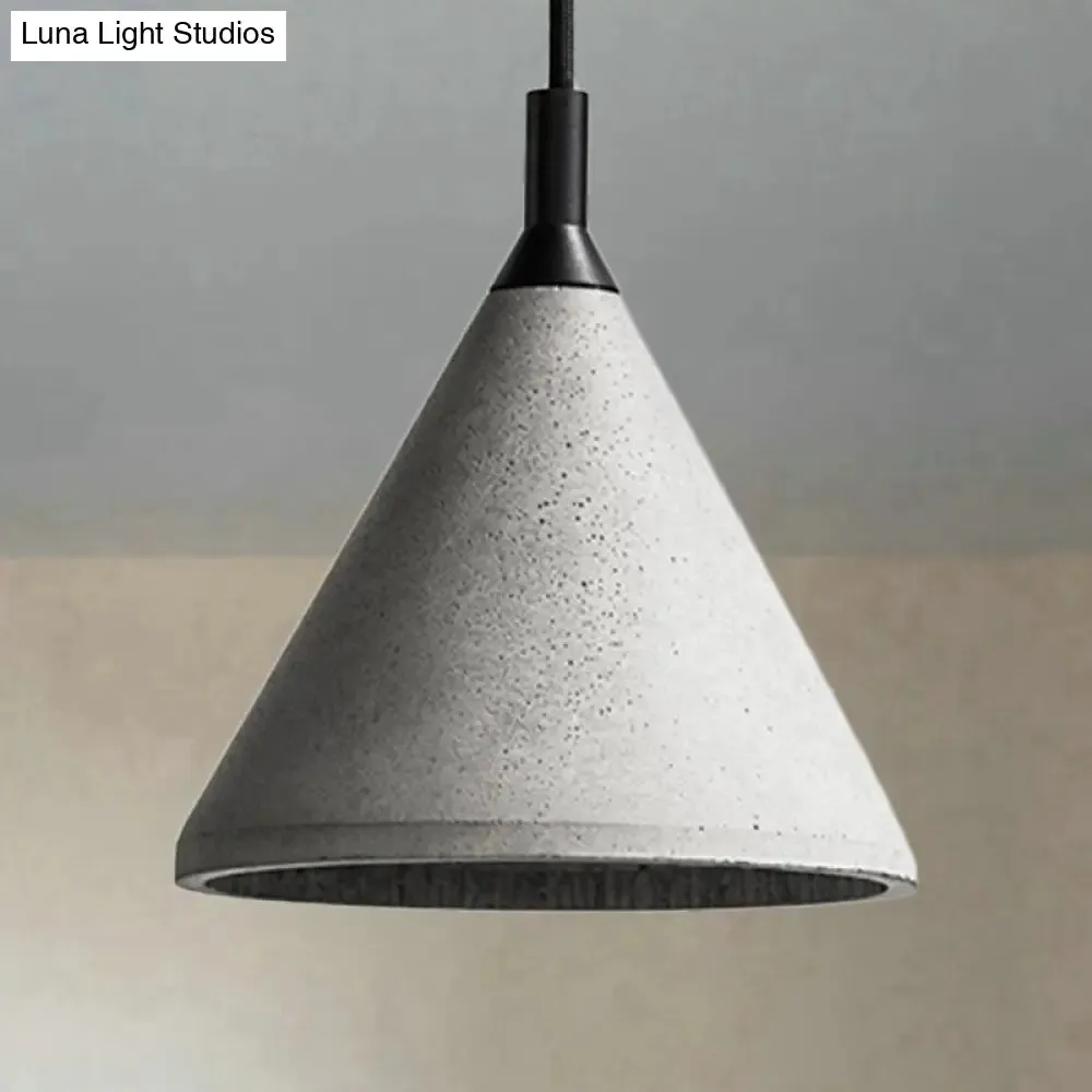 Industrial Style Gray Cement Cone Hanging Lamp - Adjustable Pendant Lighting for Living Room