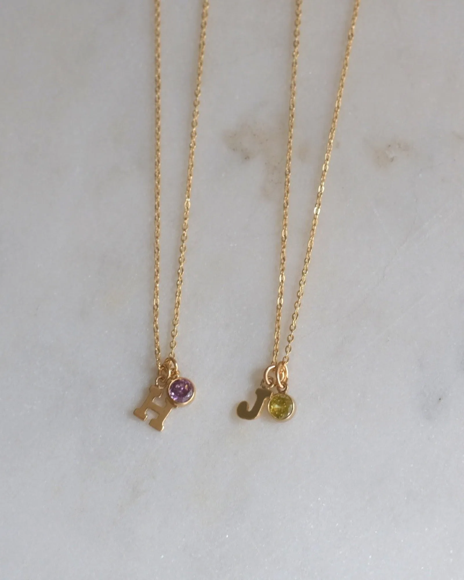 Initial H with Birthstone Necklace