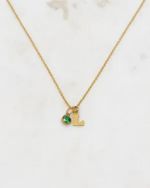 Initial L with Birthstone Necklace