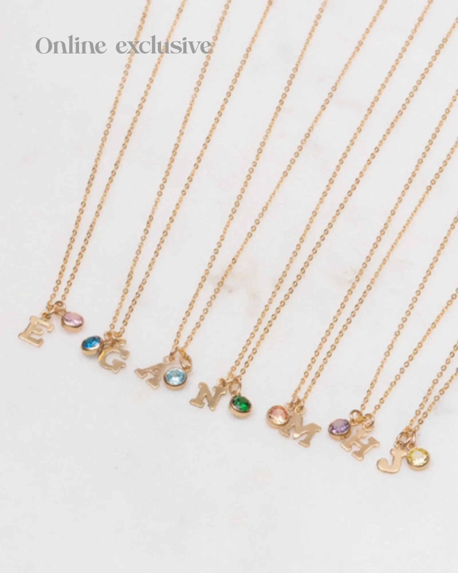 Initial S with Birthstone Necklace