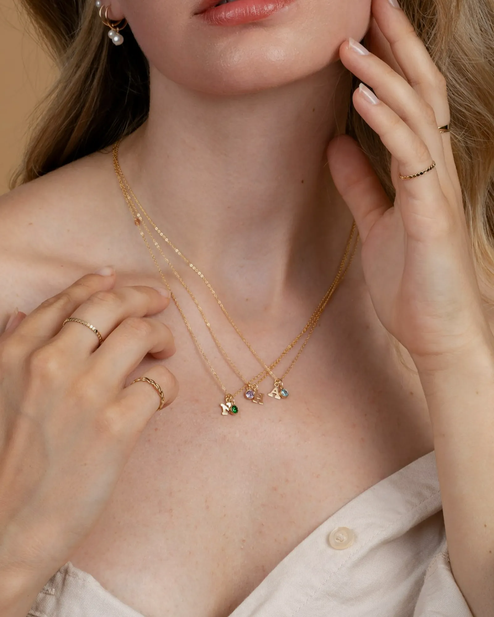 Initial Y with Birthstone Necklace