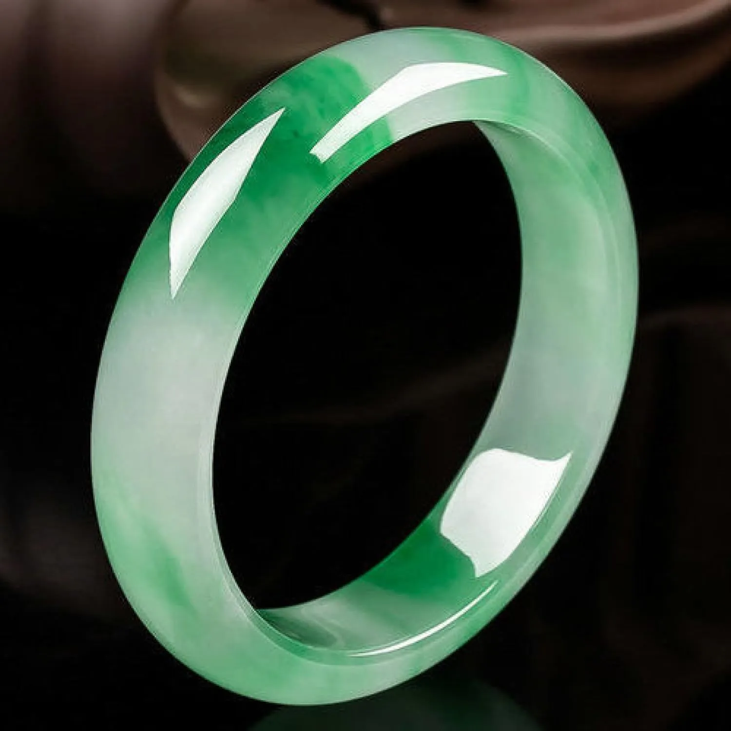 Jade Bangle Bracelet for Women Genuine Ice Transparent Jade Bracelet Women's Floating Flower Spring Color Bracelet