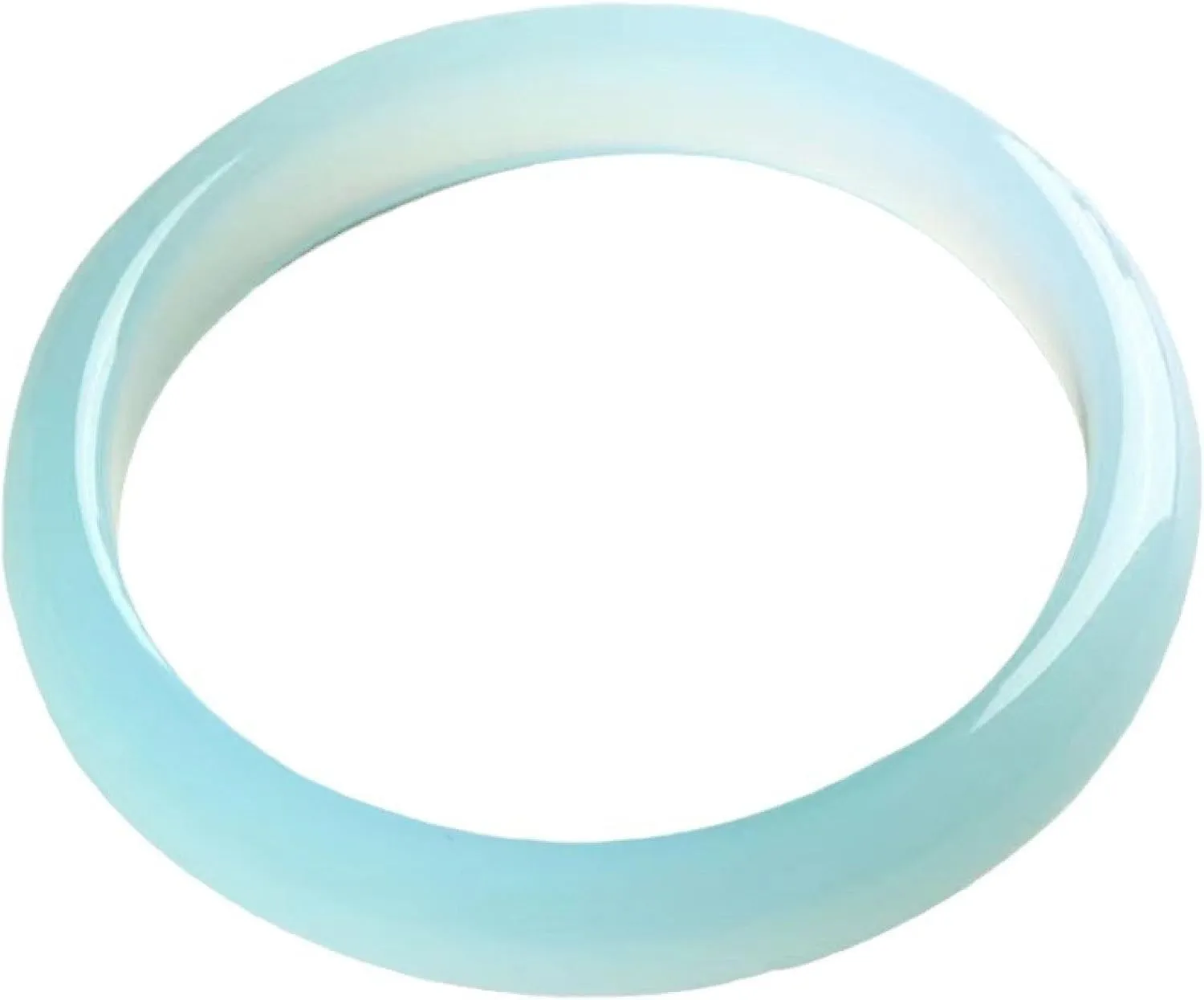 Jade Bangle Bracelet for Women Genuine Light Blue Gemstone Ice Transparent Chalcedony Thin Strip Women's Bracelet