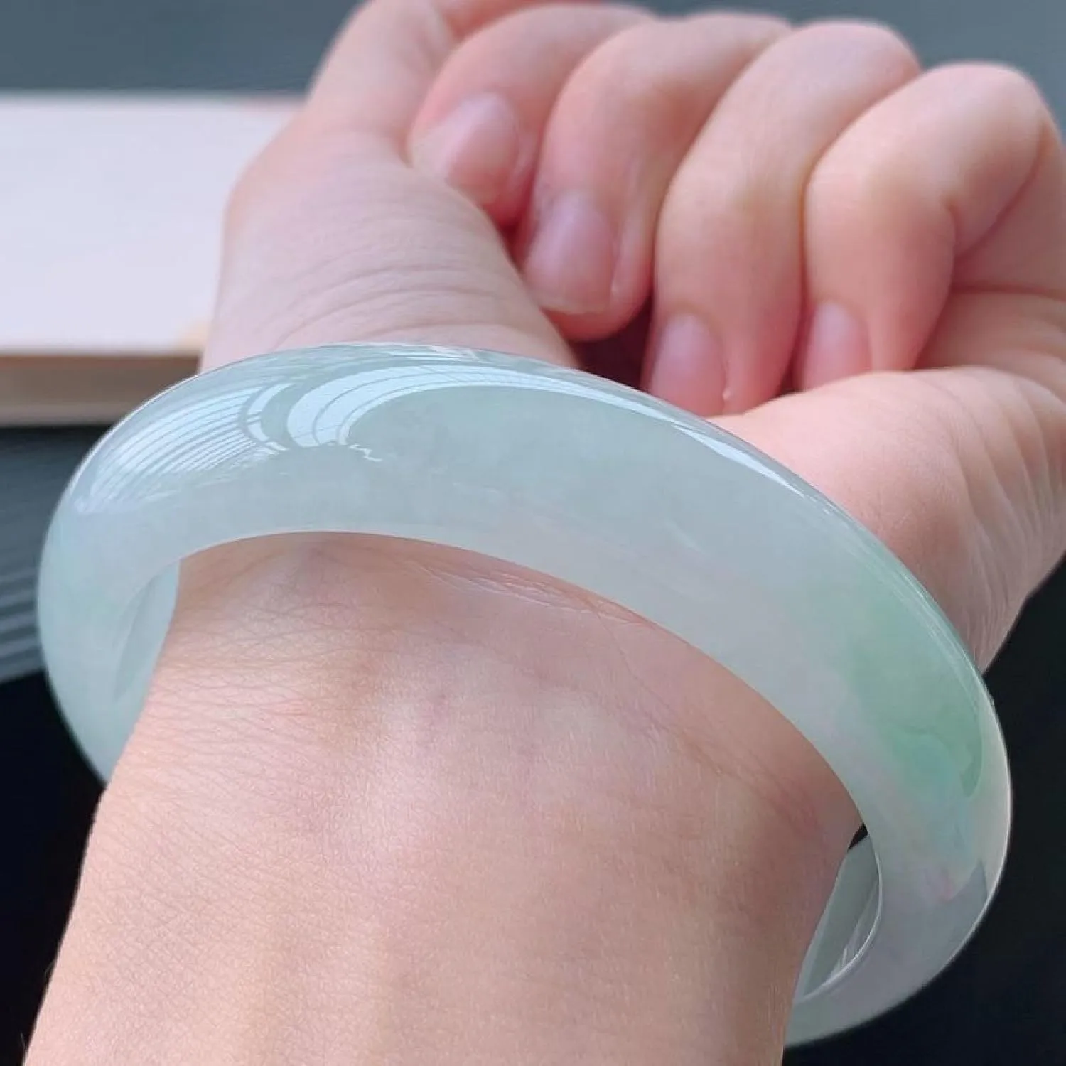 Jade Bangle Bracelet for Women Genuine Pure Natural Ice Glutinous White Light Green Positive Energy Bracelet