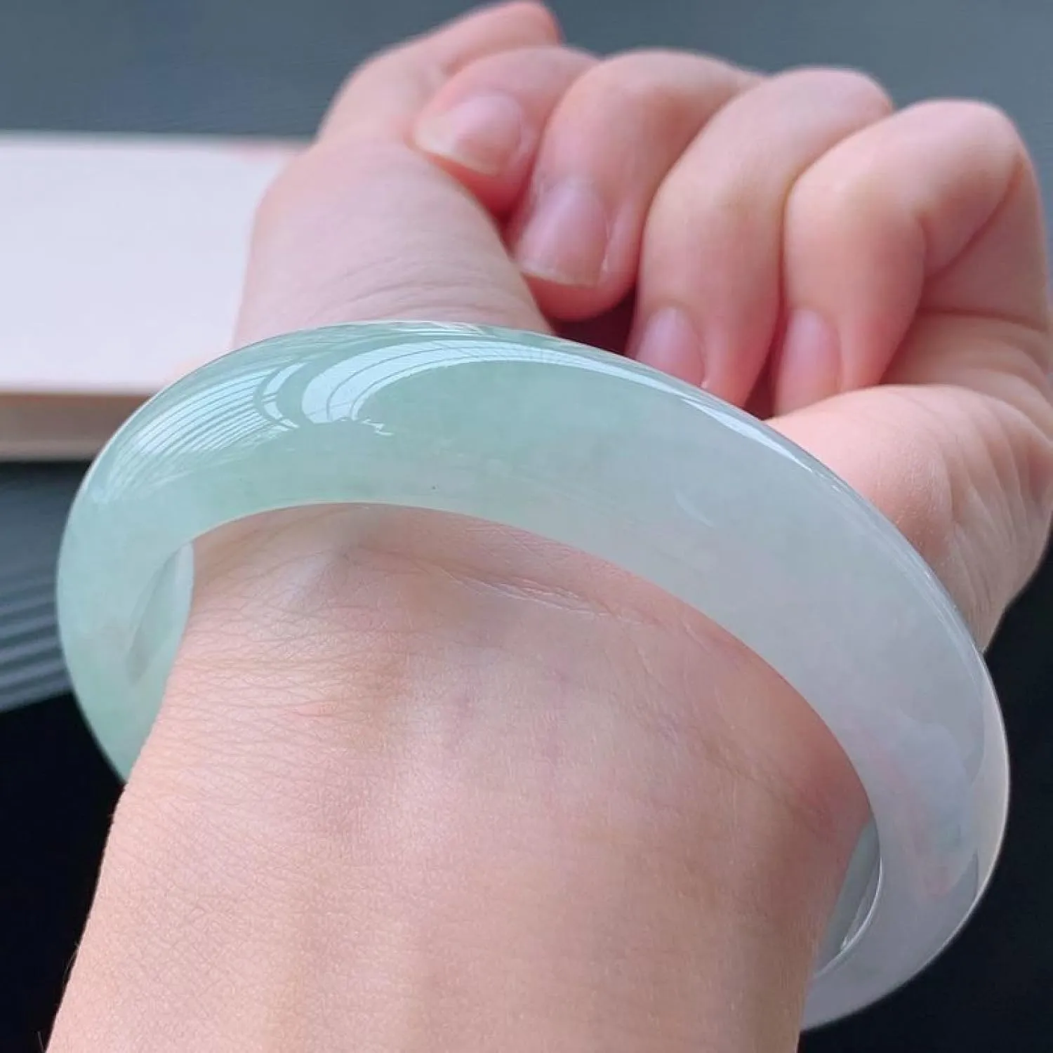 Jade Bangle Bracelet for Women Genuine Pure Natural Ice Glutinous White Light Green Positive Energy Bracelet