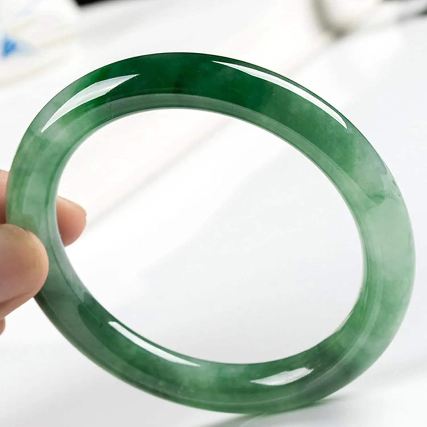Jade Bangle Bracelet For Women Natural Handmade Holiday Dating Jewellery Retro Chinese Style Jade Stone Bracelet