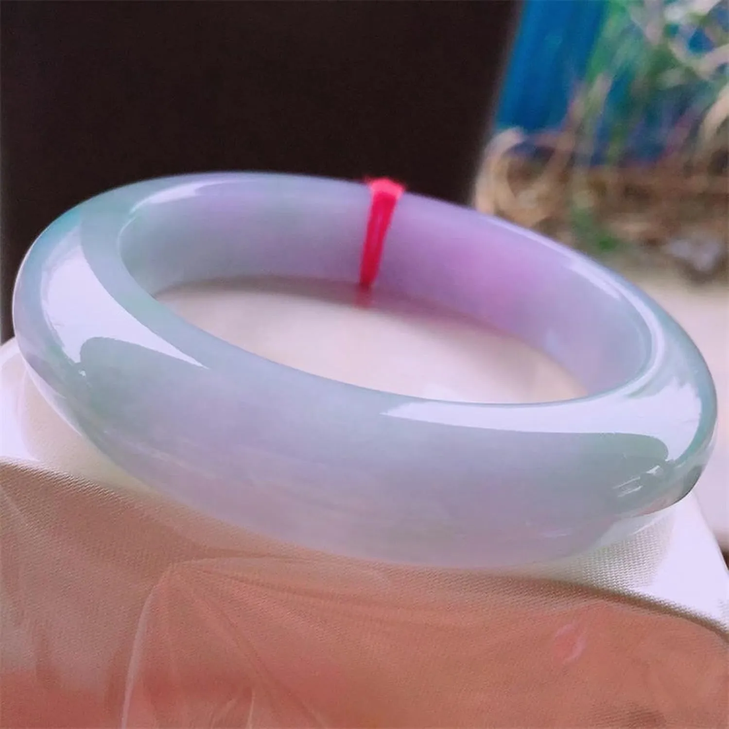 Jade Bangle Bracelet, For Women White Green Red Floating Flowers, Jade Bangle.