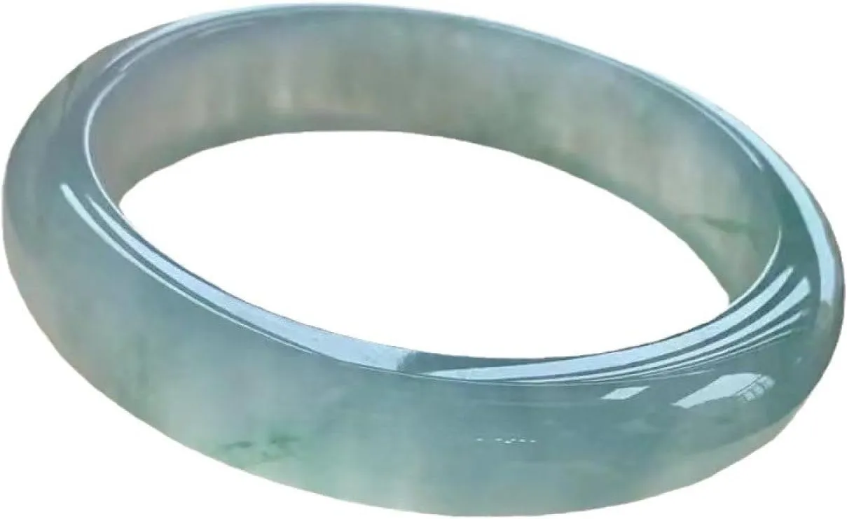 Jade Bangle Bracelet for Women,Authentic Natural Light Blue Classic, Vintage Bracelet,Handmade with certificate