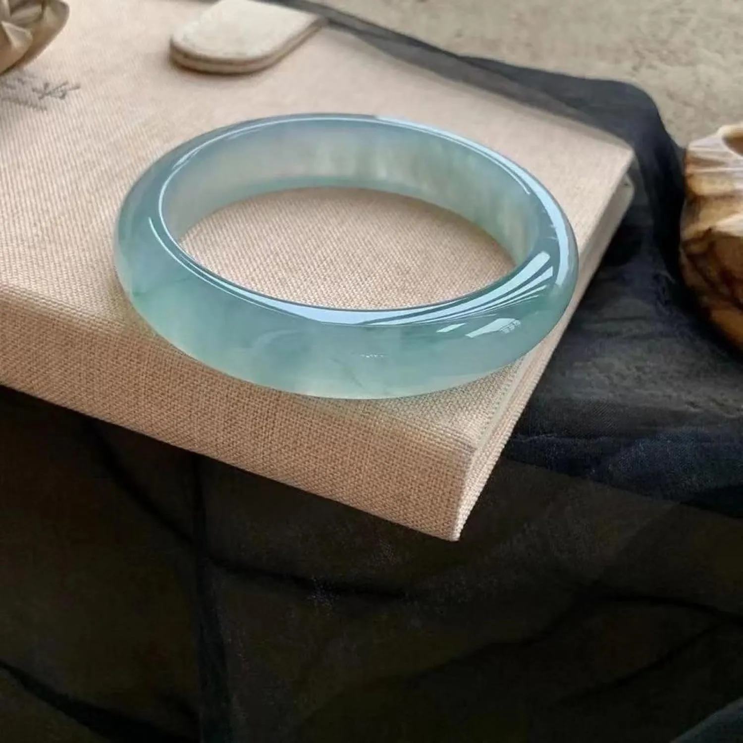 Jade Bangle Bracelet for Women,Authentic Natural Light Blue Classic, Vintage Bracelet,Handmade with certificate