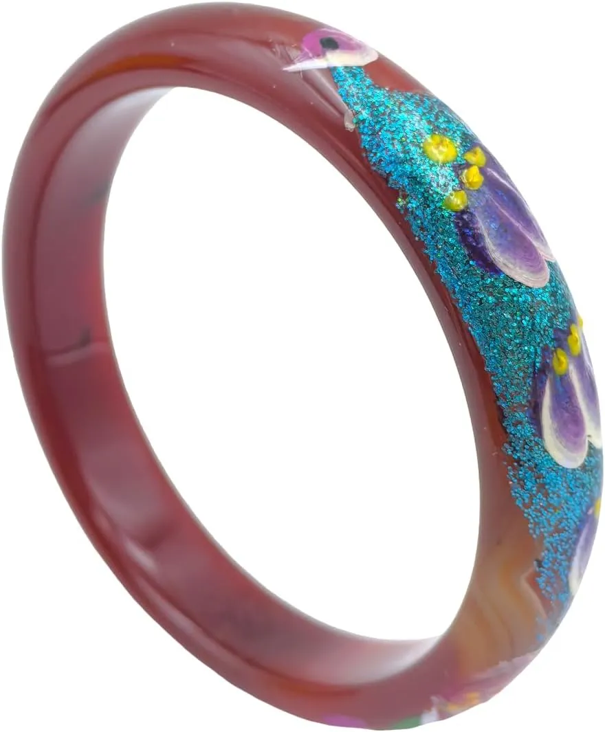 Jade Bangle for Women Handmade Peacock Bracelets Good Luck Bangle Bracelet Fashion Vintage Design