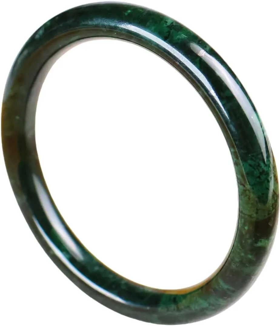 Jade Bracelet for Women, 100% Natural Green Jade, Good Luck Genuine Grade A Round Jade Bangles with Jewelry Box and Certificate, Inner 2.12-2.52''/54-64mm