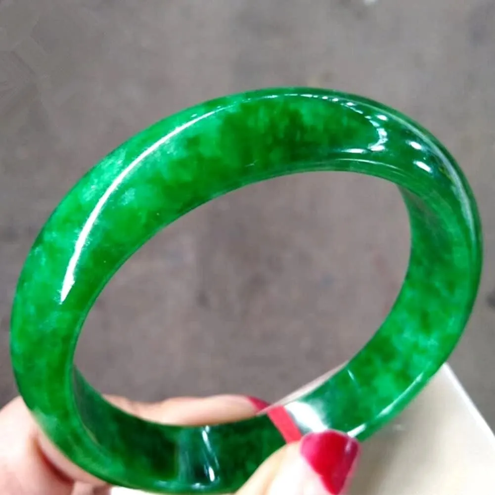 Jade Bracelet for Women Genuine Emerald Green Burma Jadite Bangles Jewelry Gift Box with Certificate (Size : 56mm)