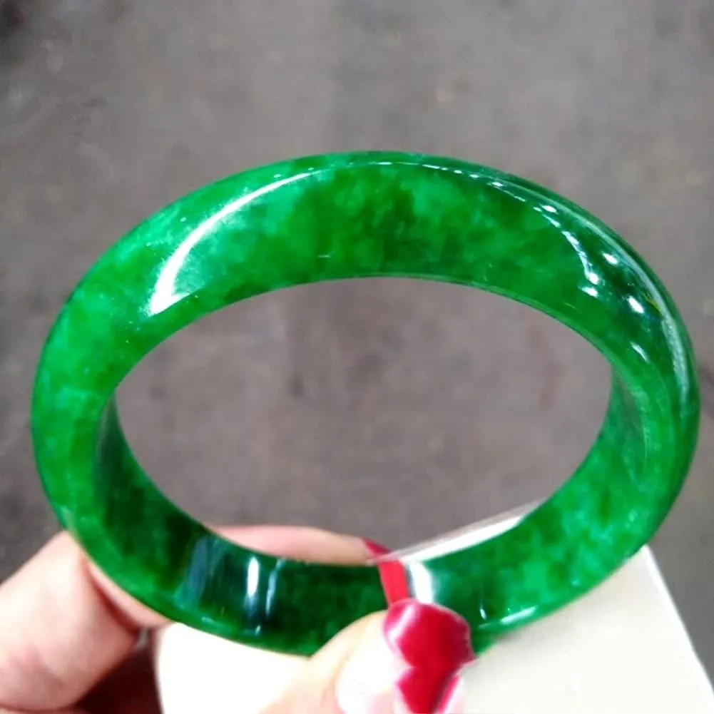 Jade Bracelet for Women Genuine Emerald Green Burma Jadite Bangles Jewelry Gift Box with Certificate (Size : 56mm)