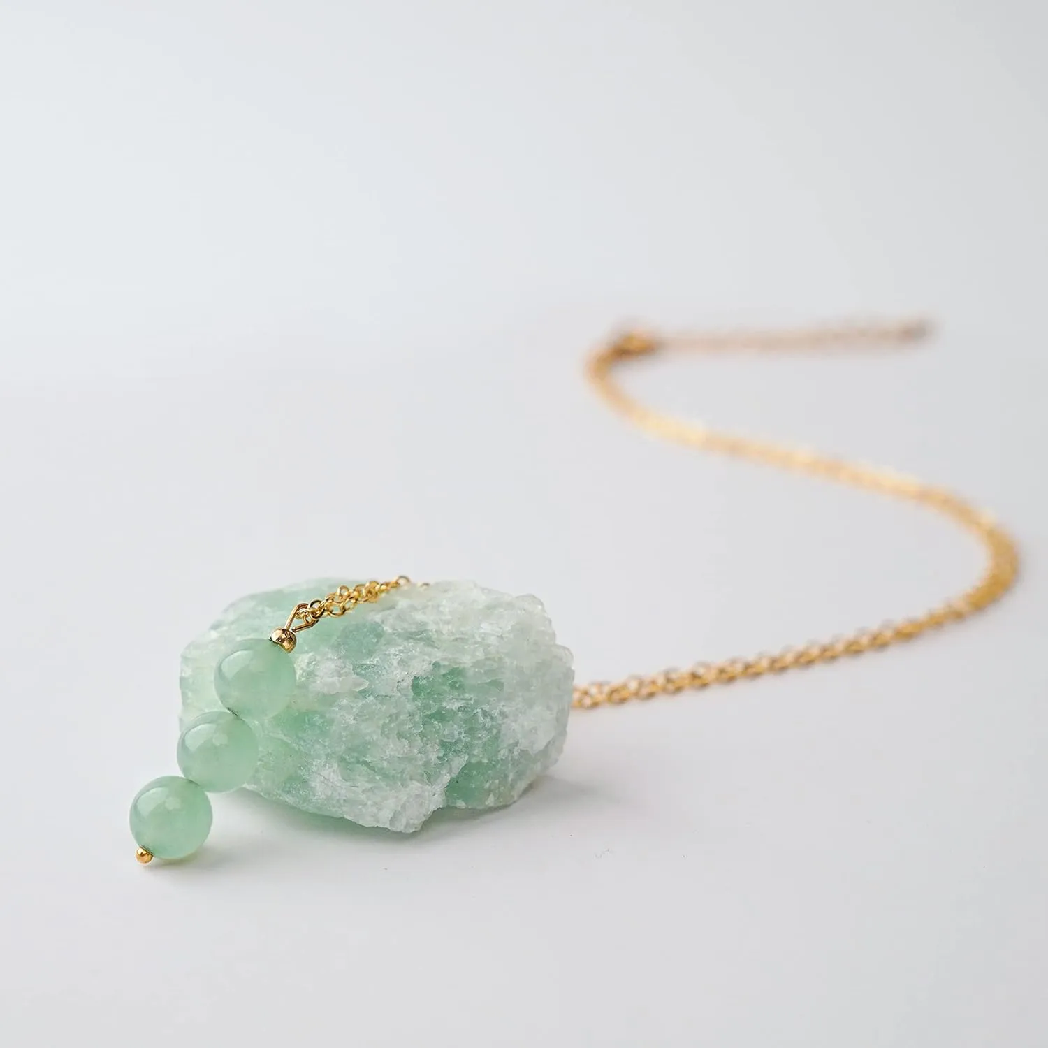 Jade Crystal Necklace & Bracelet Set Natural Healing Gemstone Pendant Necklace and Braided Beaded Bracelet Handmade Green May Birthstone Jewelry Spiritual Gifts for Women