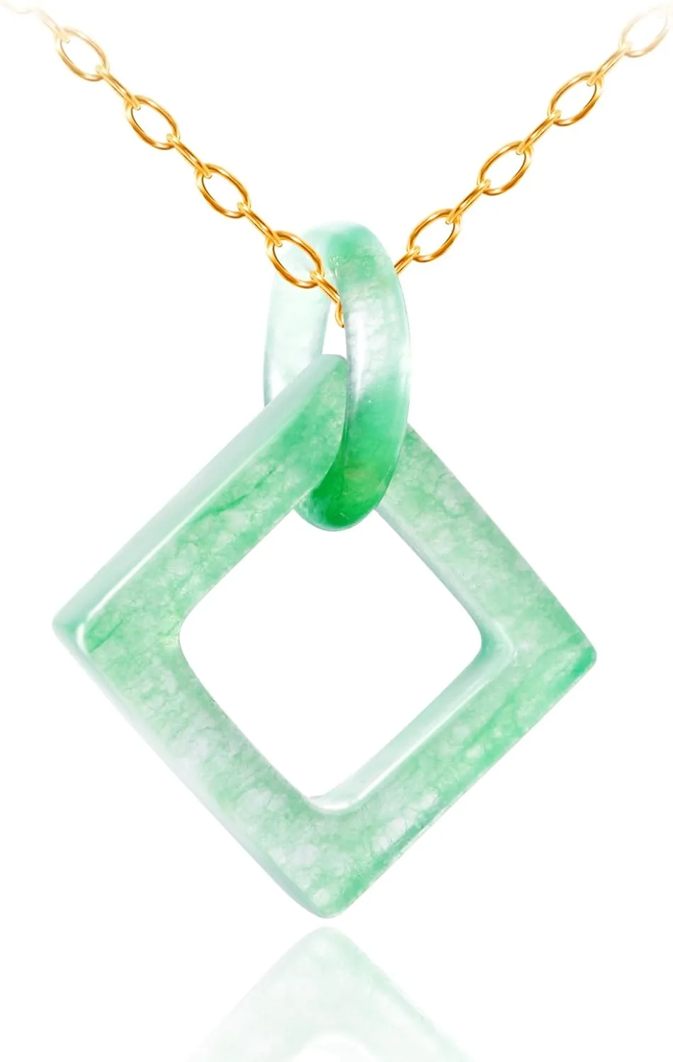 Jade Necklace, Square Pendant Necklace, Small Gifts, Jewelry for Women, Non Tarnish Gold Necklace
