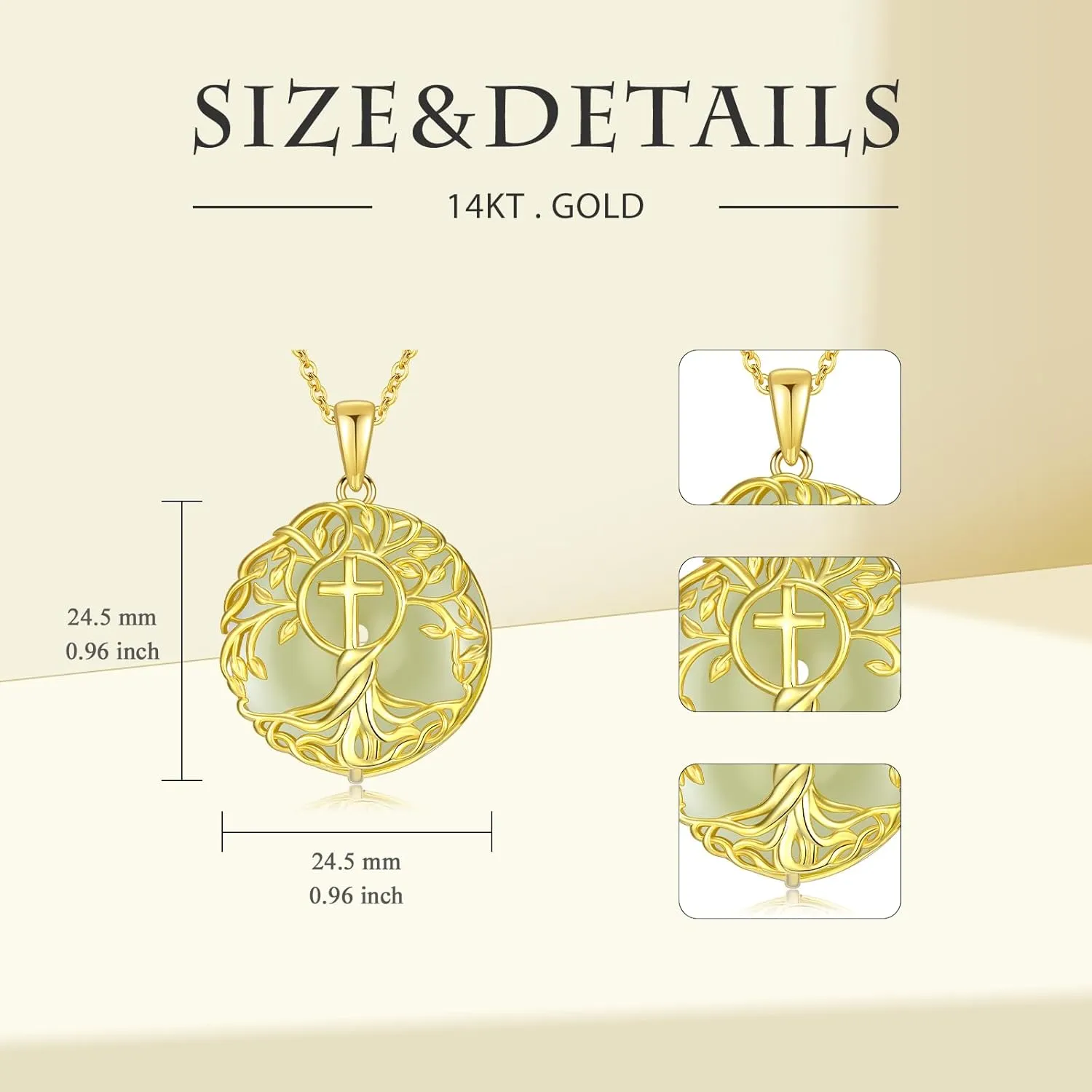 Jade Tree of Life Necklace 14k Gold Plated Sterling Silver Celtic Family Tree Jewelry Birthday Mothers Day Christmas Gifts for Women Mom Her
