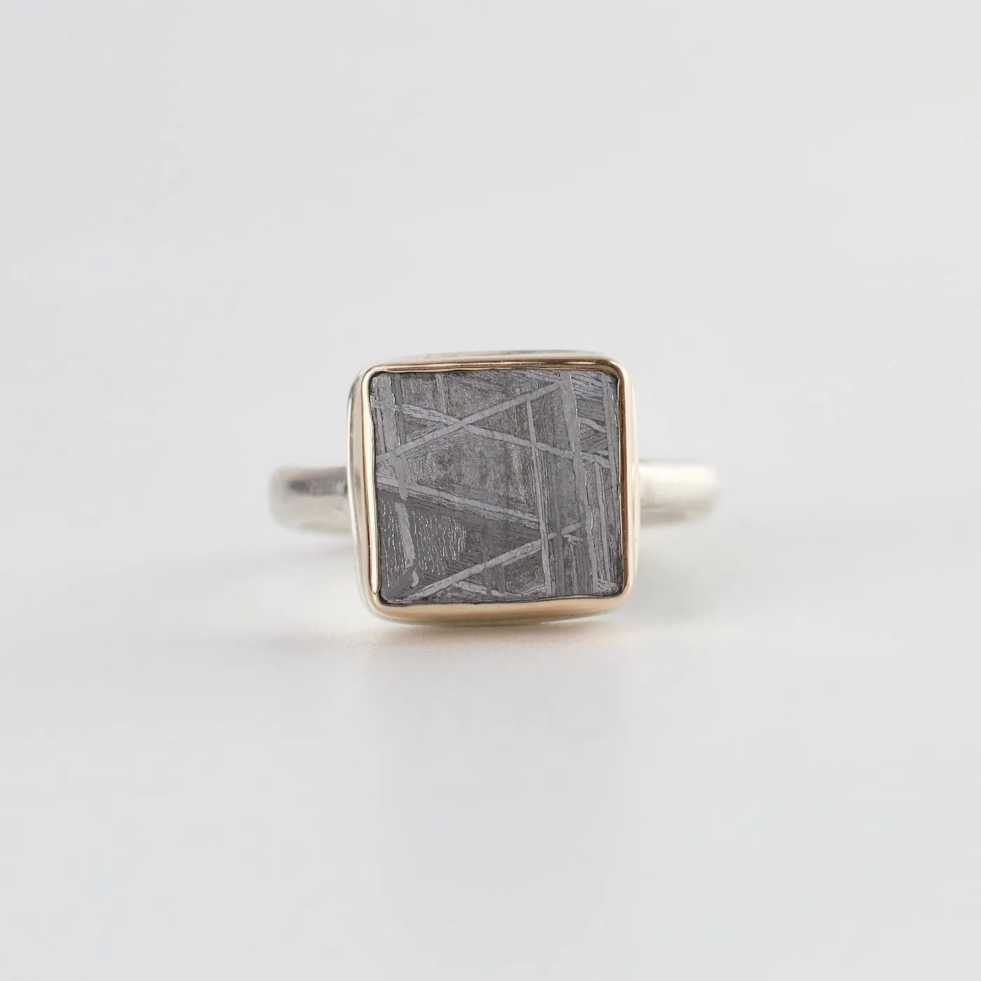 Jamie Joseph Ring with Small Rectangular Scrimshaw Meteorite