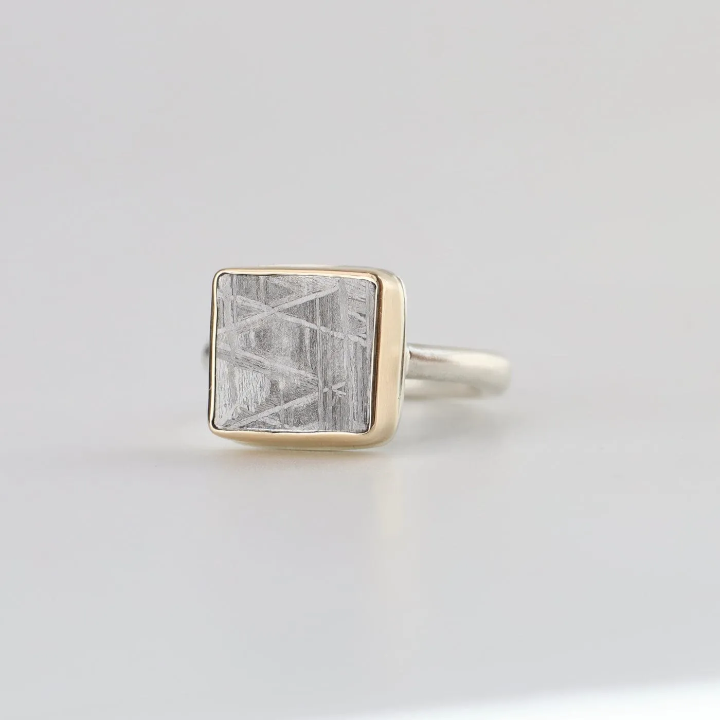Jamie Joseph Ring with Small Rectangular Scrimshaw Meteorite