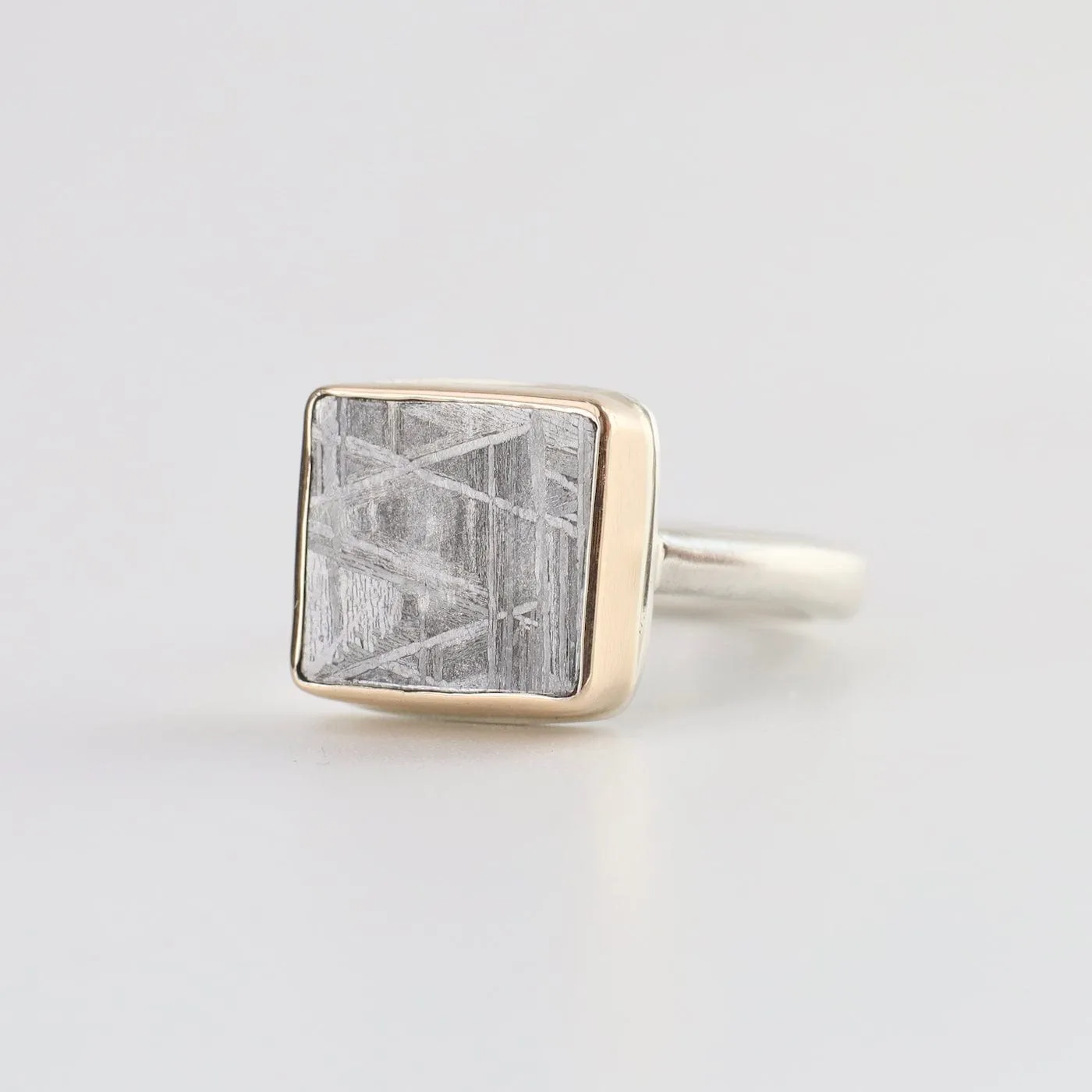 Jamie Joseph Ring with Small Rectangular Scrimshaw Meteorite