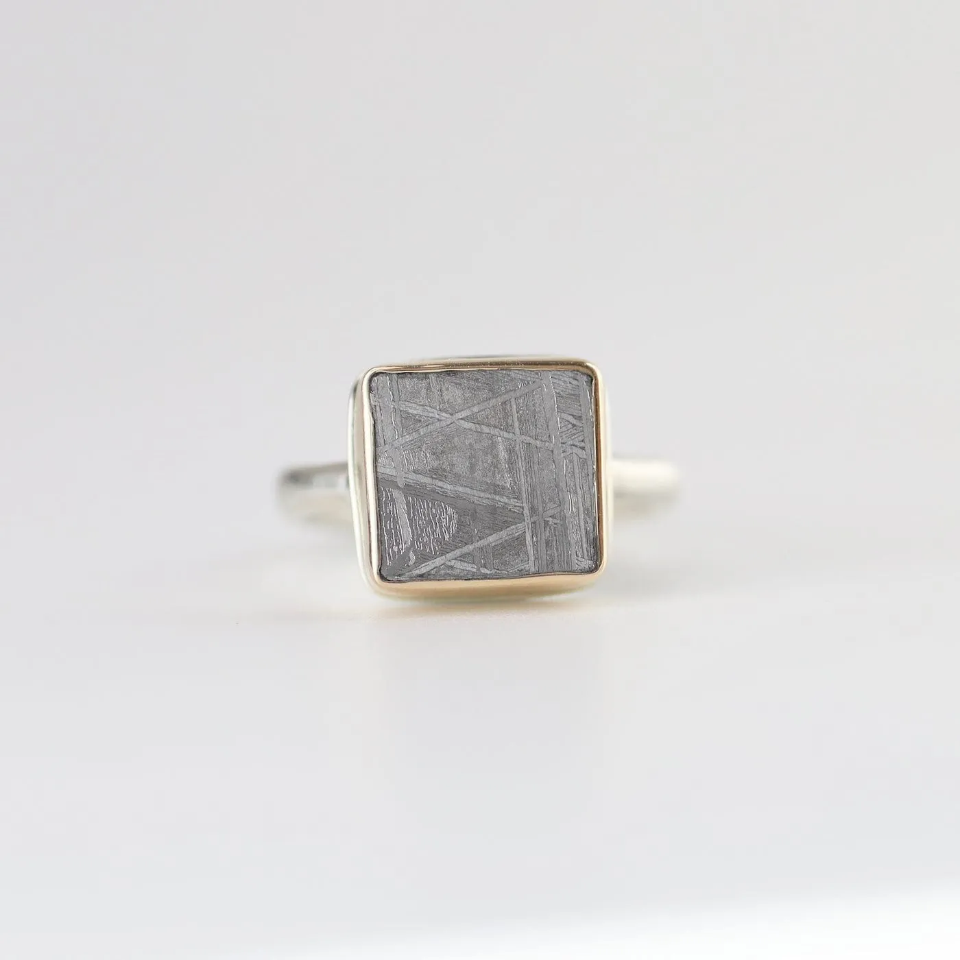 Jamie Joseph Ring with Small Rectangular Scrimshaw Meteorite