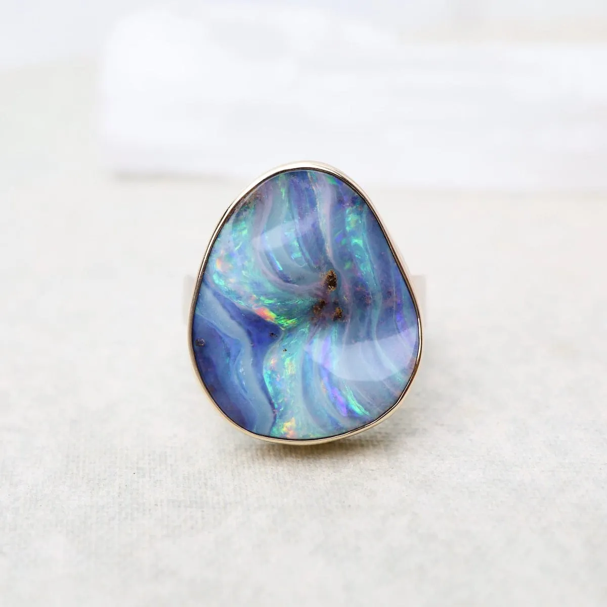 Jamie Joseph Vertical Asymmetrical Boulder Opal Ring