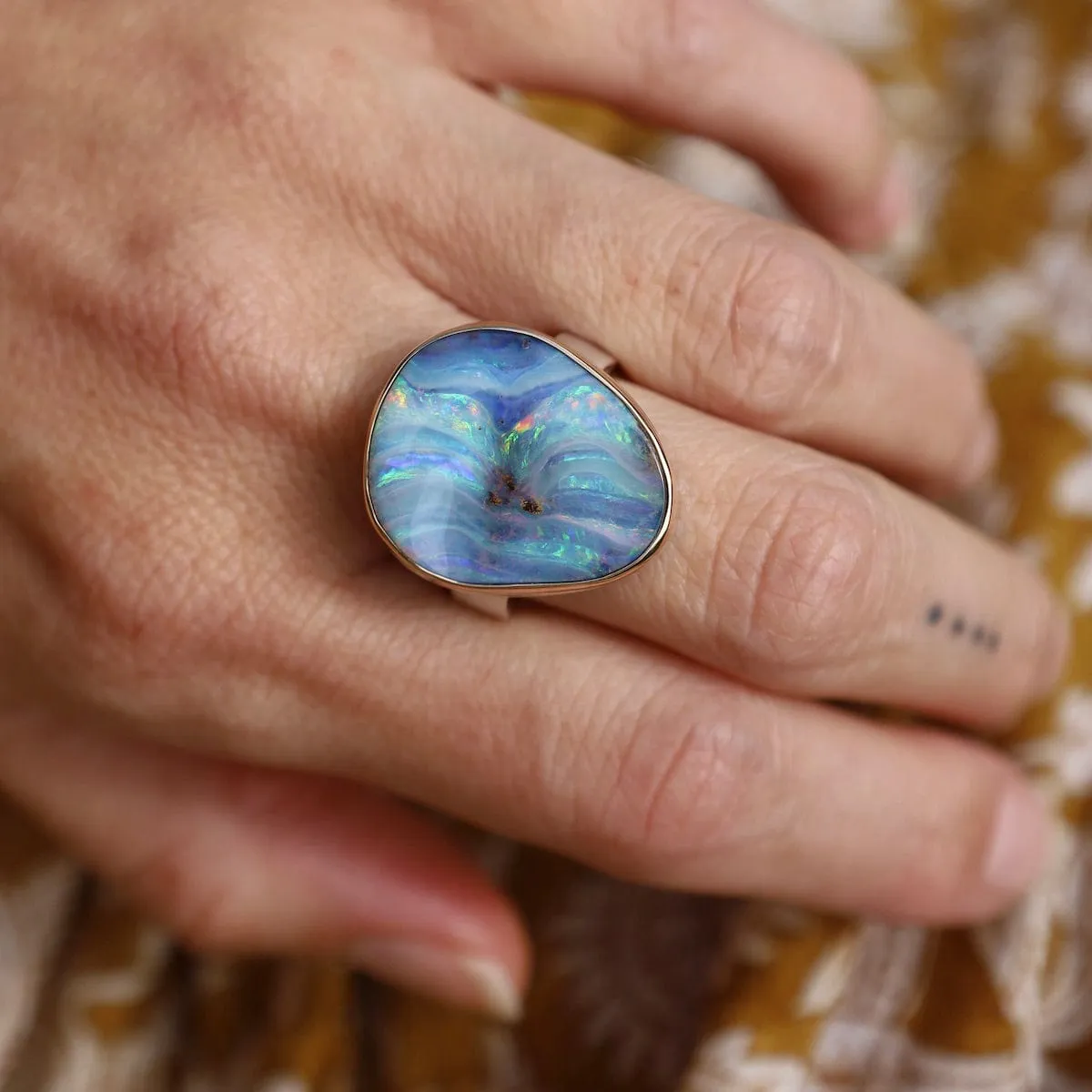 Jamie Joseph Vertical Asymmetrical Boulder Opal Ring
