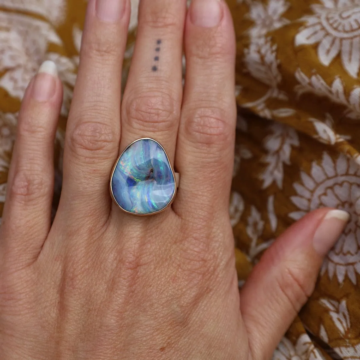 Jamie Joseph Vertical Asymmetrical Boulder Opal Ring