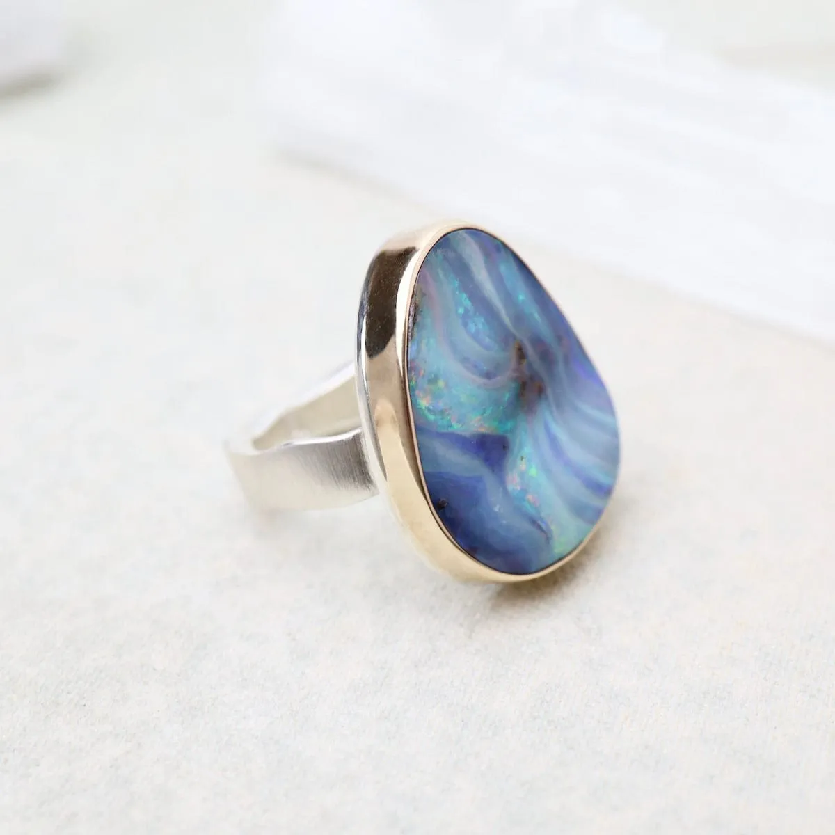 Jamie Joseph Vertical Asymmetrical Boulder Opal Ring