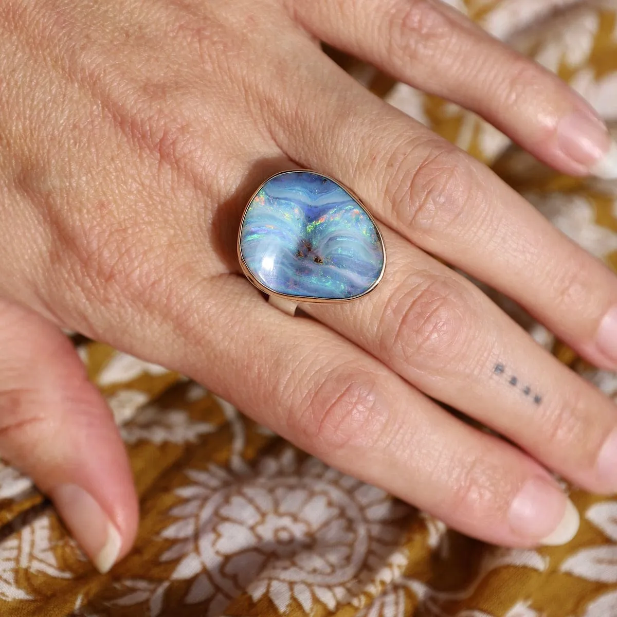 Jamie Joseph Vertical Asymmetrical Boulder Opal Ring