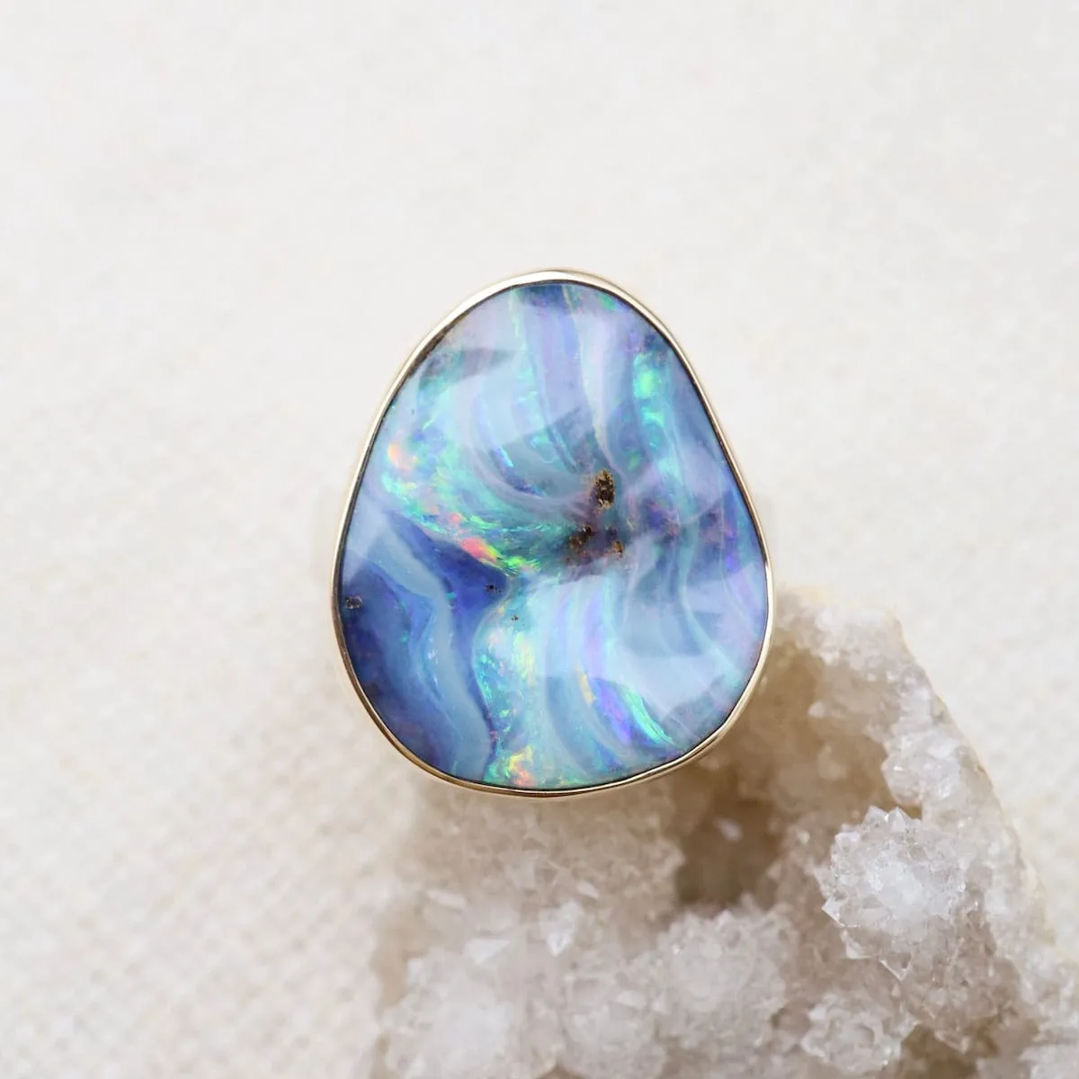 Jamie Joseph Vertical Asymmetrical Boulder Opal Ring