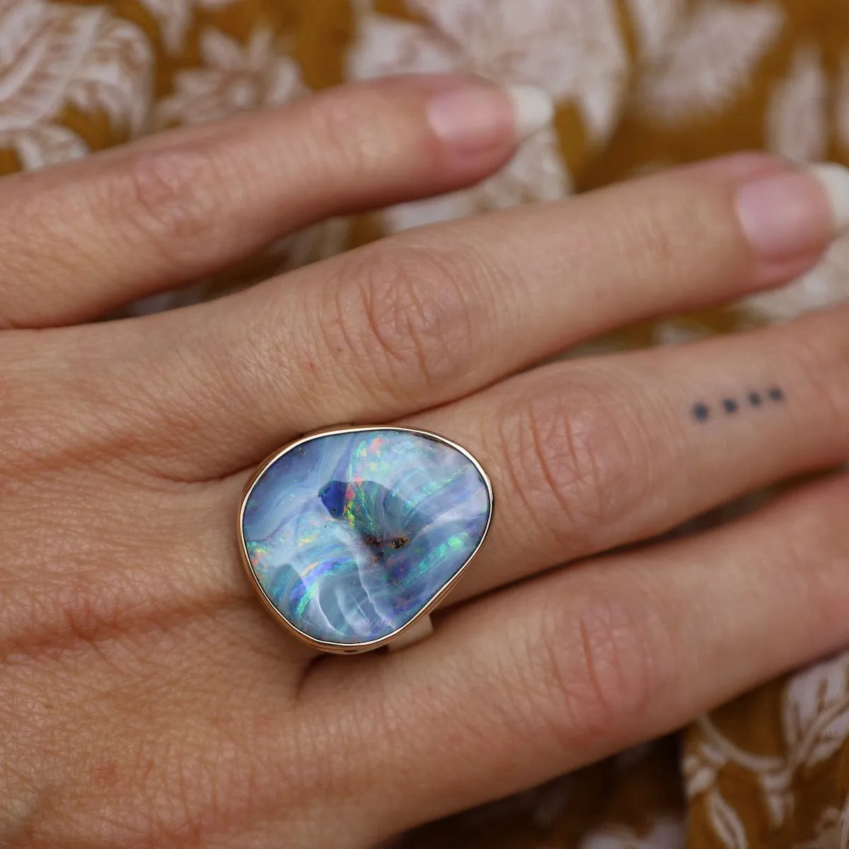 Jamie Joseph Vertical Asymmetrical Boulder Opal Ring
