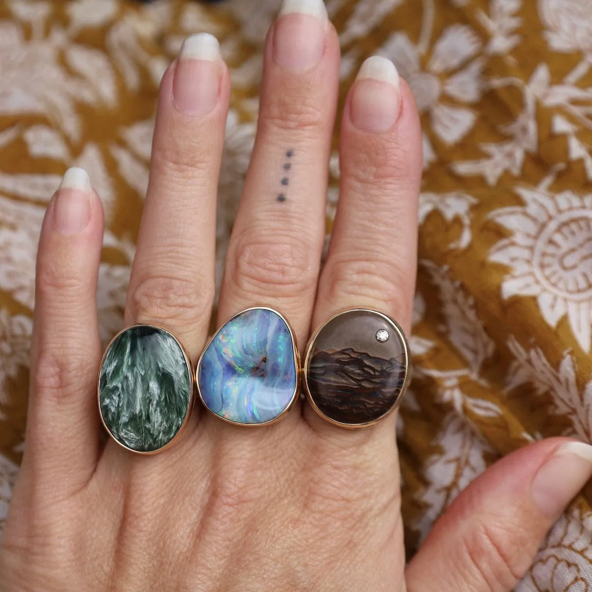 Jamie Joseph Vertical Asymmetrical Boulder Opal Ring