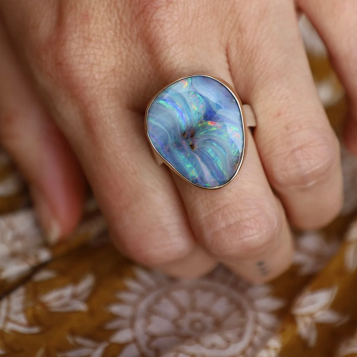 Jamie Joseph Vertical Asymmetrical Boulder Opal Ring