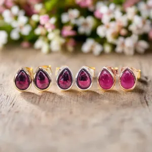 January Birthstone Earrings - Garnet