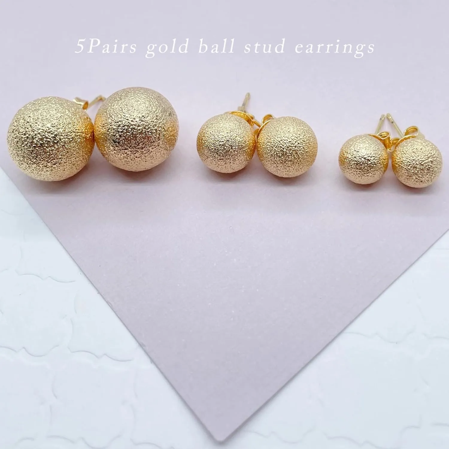 JINERA 5 Pairs Stud Earrings for Women 14K Plated Gold/Silver Pearl Ball Small Stud Earrings Set Cartilage Piercing Hypoallergenic Lightweight Flatback Earrings Jewelry Gifts for Women