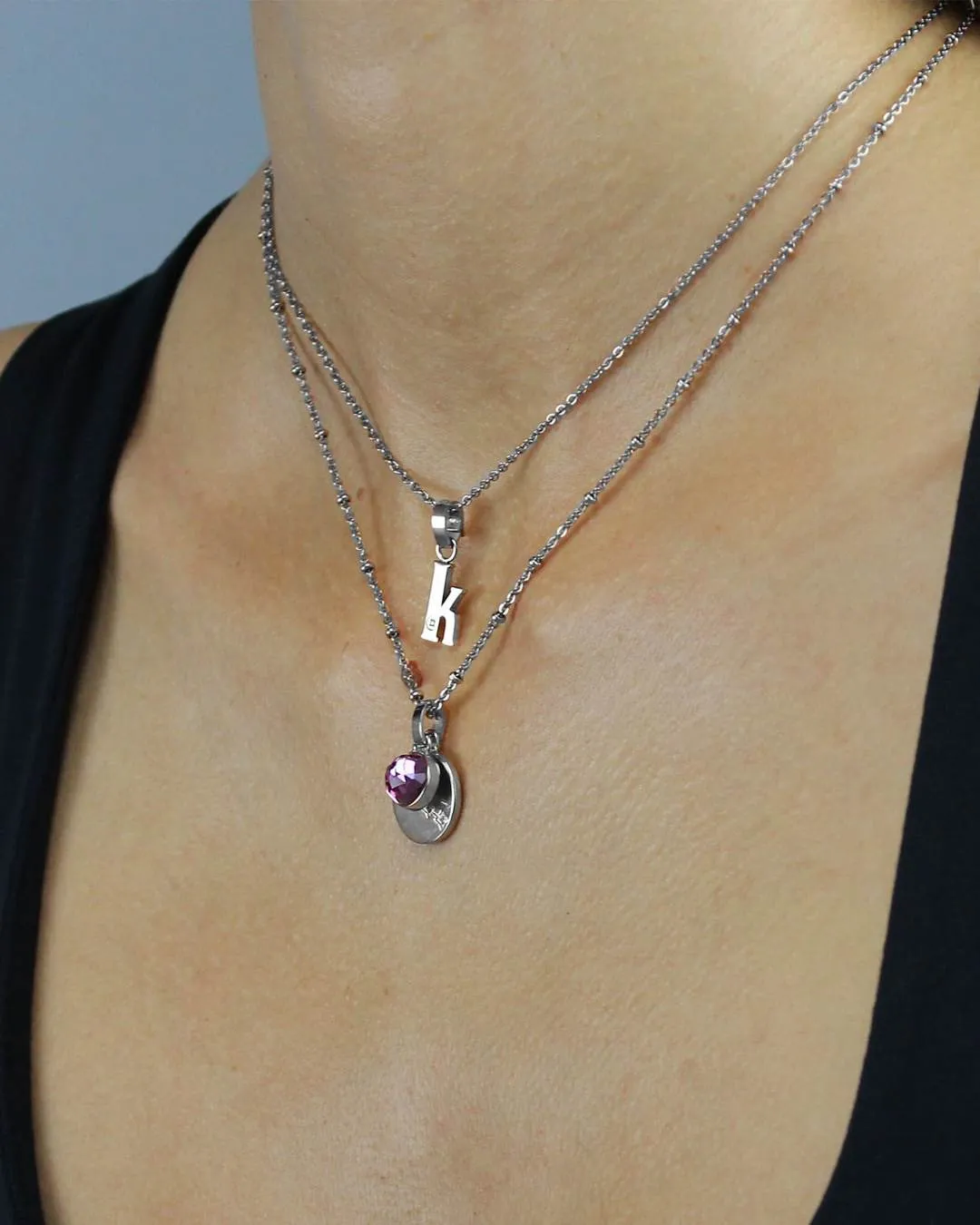 July Birthstone Joy Dainty Signature Pendant, Silver