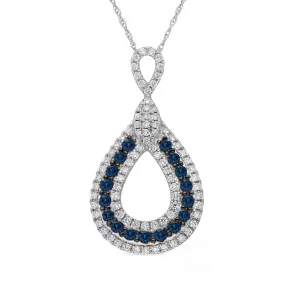 Kallati Blue Sapphire and Diamond Teardrop Pendant Necklace 3/8ctw