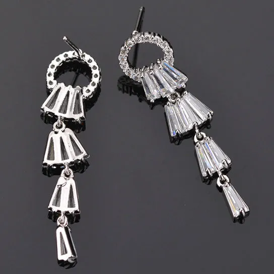Kayli Chandelier Earrings With Slender Crystal Baguettes by VistaShops