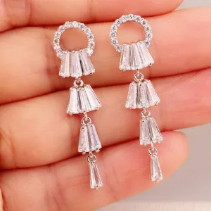 Kayli Chandelier Earrings With Slender Crystal Baguettes by VistaShops