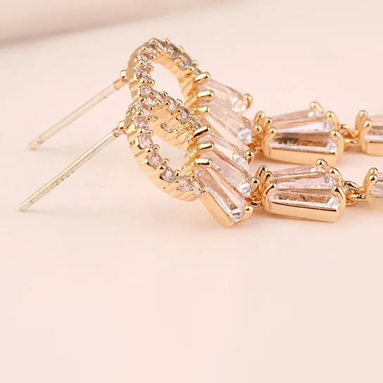 Kayli Chandelier Earrings With Slender Crystal Baguettes by VistaShops