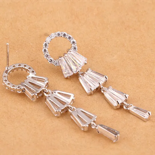 Kayli Chandelier Earrings With Slender Crystal Baguettes by VistaShops