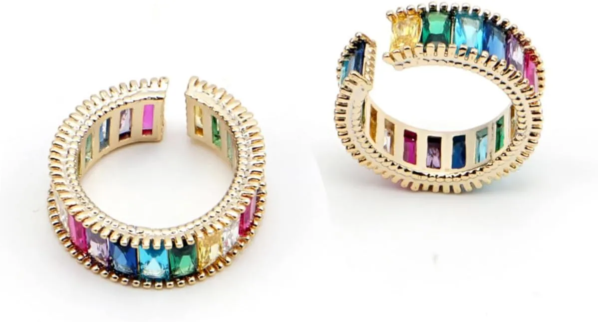 KESYOO Rainbow Vintage Open Ring Fashionable Adjustable Open Toe Jewelry for Bridal Wedding Party Christmas for Women
