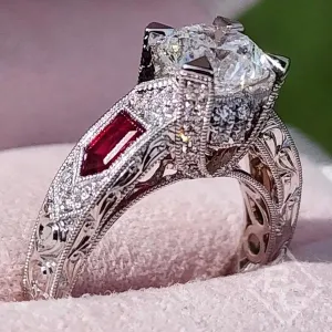 Kirk Kara "Charlotte" Large Center Ruby & Diamond Engagement Ring